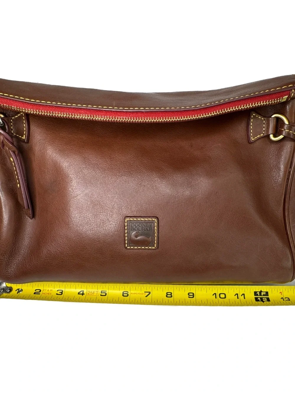 Dooney & Bourke DB Walnut Brown Florentine Leather Fold Over Crossbody Bag